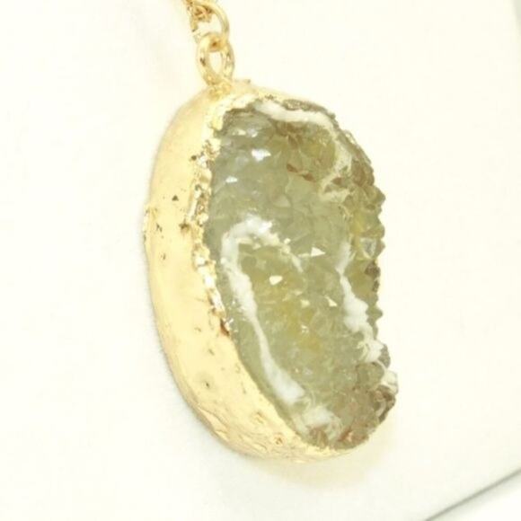 Lane Bryant Double long length Statement Necklace Gold Raw Stone New with Tags C - Picture 7 of 8